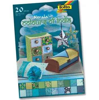 Barevný papír Sada papírů Barvy Indie A4 - odstíny zelené, modré