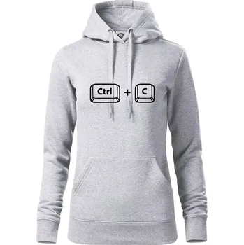 Dámská mikina Máma CTRL + C - Mikina dámská Cape s kapucí - 2XL ( Světlešedý Melír )