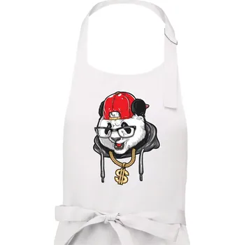 Kuchyňská zástěra Hip hop panda - Pánská zástěra na vaření - Univerzální velikost ( Bílá )