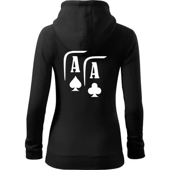 Dámská mikina Poker AA - Dámská mikina trendy zipper s kapucí - XL ( Černá )