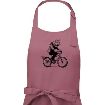 Kuchyňská zástěra Vlk na kole - Pánská zástěra na vaření - Univerzální velikost ( Starorůžová )