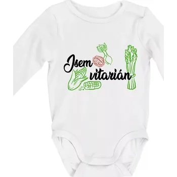 Jsem vitarián - nápis - Body kojenecké s dlouhým rukávem - Dlouhý r. 3-6 měs ( Bílá )