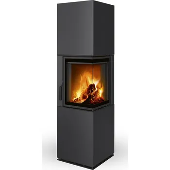 Krbová kamna ROMOTOP Rohový designový krb s děleným sklem HARMONY R HA Plech, levé