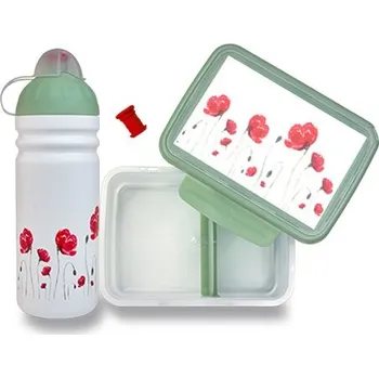 Svačinový box R&B SET Zdravá lahev 0,5l a Zdravá sváča - Vlčí máky