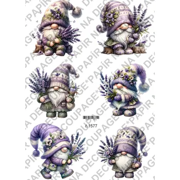 Umělecký papír Rýžový a soft papír na decoupage - Skřítek levandulový - KB01577 Materiál: Soft, Rozměr: A4