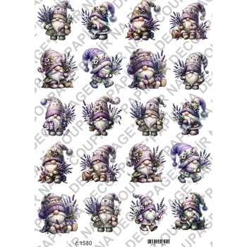 Umělecký papír Rýžový a soft papír na decoupage - Skřítek levandulový - KB01580 Materiál: Soft, Rozměr: A4