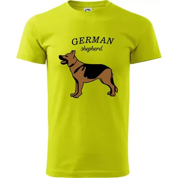 Německý ovčák - hnědý s nápisem - Klasické pánské triko vyšší gramáže - S ( Limetková )