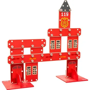 Dřevěná hračka Dřevěná červená stavební sada Classic World