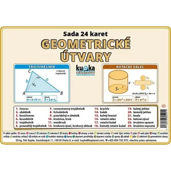Procvičovací karty - geometrické útvary A6 (15x10 cm)