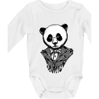 Kojenecké oblečení Panda gentleman - Body kojenecké s dlouhým rukávem - Dlouhý r. do 3 měs ( Bílá )