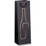 Dárková taška na láhev Stampa a Caldo 12 × 37 × 9 cm - černá