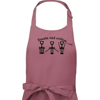 Kuchyňská zástěra Docela rád cvičím - Pánská zástěra na vaření - Univerzální velikost ( Starorůžová )