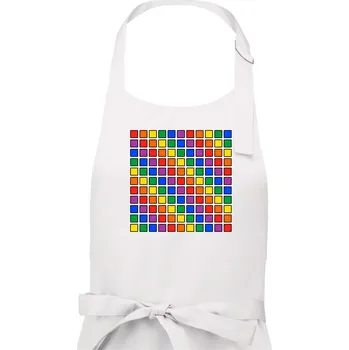 Kuchyňská zástěra LGBT duhový čtverec - Pánská zástěra na vaření - Univerzální velikost ( Bílá )