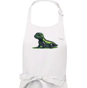 Kuchyňská zástěra Leguán pixel - Pánská zástěra na vaření - Univerzální velikost ( Bílá )