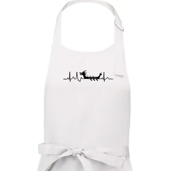 Kuchyňská zástěra EKG dračí loď - Pánská zástěra na vaření - Univerzální velikost ( Bílá )