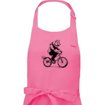 Kuchyňská zástěra Vlk na kole - Pánská zástěra na vaření - Univerzální velikost ( Růžová )