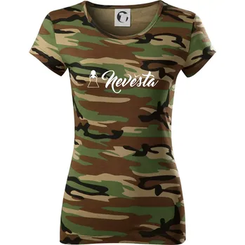 Dámské tričko Nevěsta ikonka - Dámské maskáčové triko - M ( Hnědý maskáč )