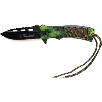 Pracovní nůž Nůž skládací Radient zelený maskáč 21,5cm + podpalovač