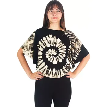 Dámské pončo Batikované letní pončo Spiral Black Short, Sittar.cz UNI