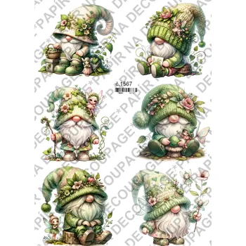 Umělecký papír Rýžový a soft papír na decoupage - Skřítek zelený - KB01567 Materiál: Rýžový papír, Rozměr: A4