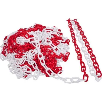 Řetěz Plastový řetěz červeno/bílý 10m, průměr článku 6mm