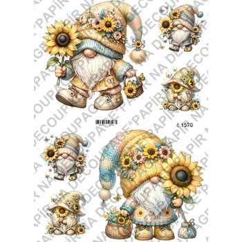 Umělecký papír Rýžový a soft papír na decoupage - Skřítek slunečnicový - KB01570 Materiál: Soft, Rozměr: A4