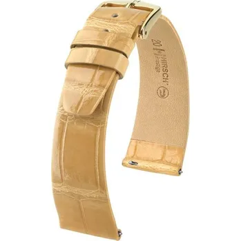 Řemínek na hodinky Řemínek Hirsch Prestige Alligator - béžový, lesk - 14 mm - M – Střední délka - 12 mm - Rose Gold + 5 let záruka a dárek ZDARMA