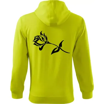 Pánská mikina Růže obrys - Mikina s kapucí na zip trendy zipper - 3XL ( Limetková )
