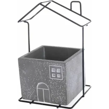 Obal na květináč Casa de Engel Home Betonový obal na květináč s kovovým domečkem, 0/6 Fialová UNI (2830231)