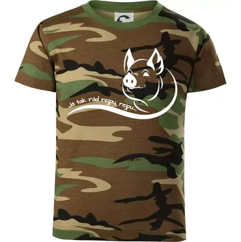 Chlapecké tričko Prasátko - Já tak rád rejpu, rejpu - Dětské maskáčové triko - 134 cm/8 let ( Hnědý maskáč )