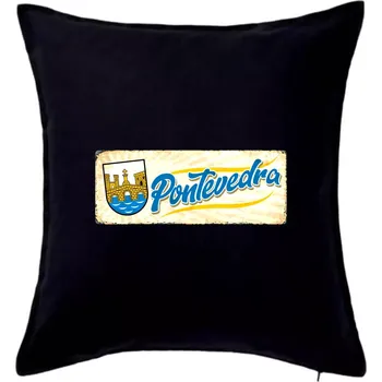 Polštář Cedula stará Pontevedra - Polštář 50x50 - 50x50 - Pouze potah ( Černá )