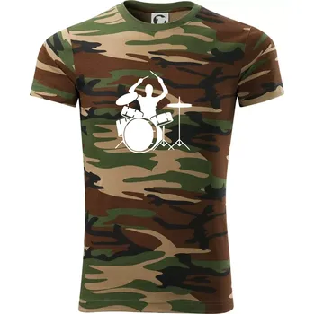 Pánské tričko Bicí bubeník - Army CAMOUFLAGE - XL ( Hnědý maskáč )