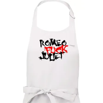 Kuchyňská zástěra Romeo Fuck Juilet - Romeo vojel Julii - Dámská zástěra na vaření - Univerzální velikost ( Bílá )