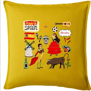 Polštář Španělské ikony - Polštář 50x50 - 50x50 - Pouze potah ( Žlutá )