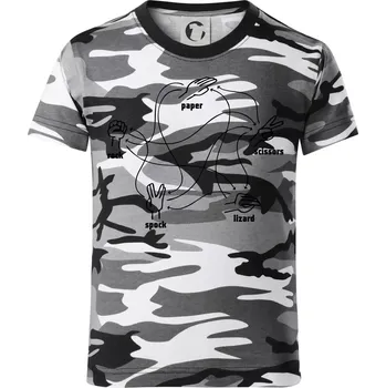 Chlapecké tričko Kámen nůžky papír Spock - Dětské maskáčové triko - 134 cm/8 let ( Šedý maskáč )