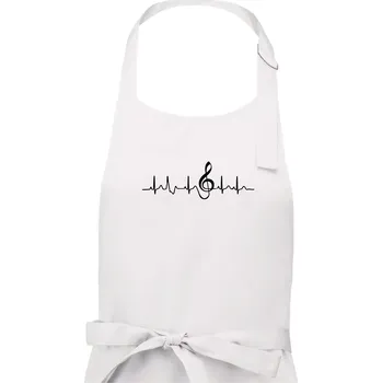 Kuchyňská zástěra Moje srdce bije pro hudbu - Dámská zástěra na vaření - Univerzální velikost ( Bílá )