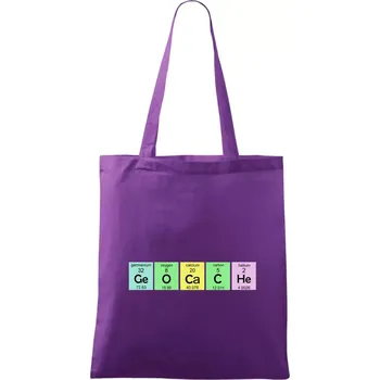 Nákupní taška Geocache - periodická tabulka - Taška bavlněná - 42 x 38 cm ( Fialová )