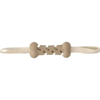 Hračka pro psa Hračka FLAMINGO guma TPR s bambusovými vlákny - Wilga kost s provazem 36x6x3,2cm