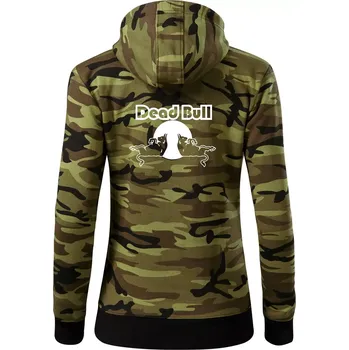 Dámská mikina Dead Bull obrys - Dámská mikina trendy zipper s kapucí - XS ( Zelený maskáč )