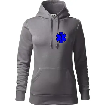 Dámská mikina Hvězda samostatná - záchranář / rescue - Mikina dámská Cape s kapucí - XS ( Ocelově šedá )