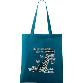 Německý ovčák - Anatomie - Taška bavlněná - 42 x 38 cm ( Petrolejová )