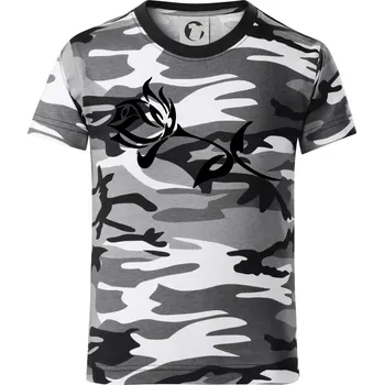 Chlapecké tričko Růže obrys - Dětské maskáčové triko - 134 cm/8 let ( Šedý maskáč )