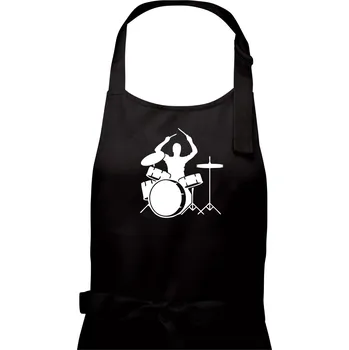 Kuchyňská zástěra Bicí bubeník - Dámská zástěra na vaření - Univerzální velikost ( Černá )