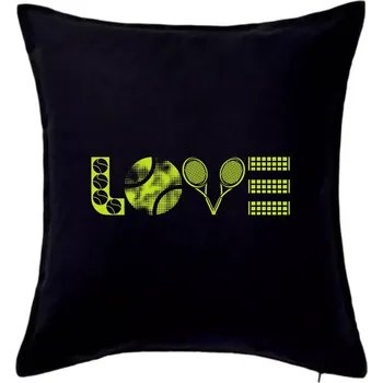 Polštář Tenis love nápis - Polštář 50x50 - 50x50 - Včetně výplně ( Černá )