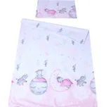 Povlečení do postýlky 120/90m - Slon na Měsíci / růžová