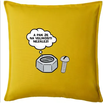 Polštář A pak že na velikosti nezáleží - Polštář 50x50 - 50x50 - Pouze potah ( Žlutá )