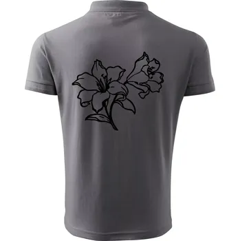 Pánská košile Lilie černobílá - Polokošile pánská Pique Polo 203 - 5XL ( Ocelově šedá )