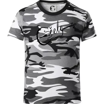 Chlapecké tričko Čelo nápis - Dětské maskáčové triko - 104-110cm / 3-4 roky ( Šedý maskáč )