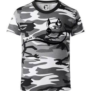 Chlapecké tričko Prasátko - Já tak rád rejpu, rejpu - Dětské maskáčové triko - 122 cm/6 let ( Šedý maskáč )