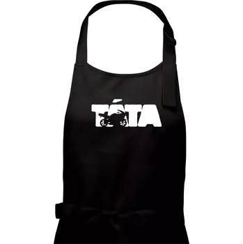 Kuchyňská zástěra Táta nápis - motorka supersport - Pánská zástěra na vaření - Univerzální velikost ( Černá )